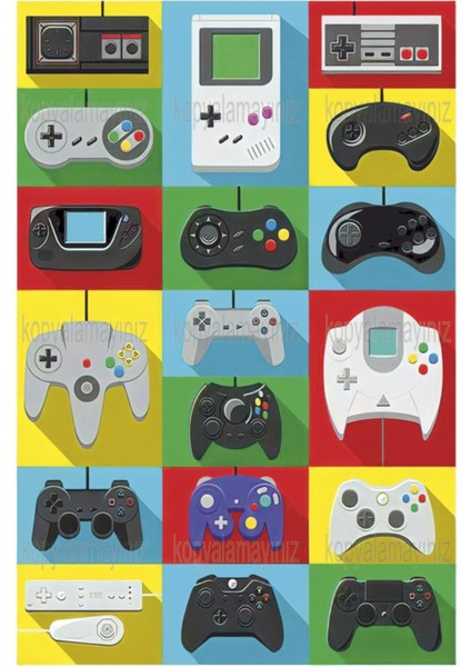 Oyun Konsolları Atari Oyun Kolları Gamer Ev Dekorasyon Tablo Retro Ahşap Poster