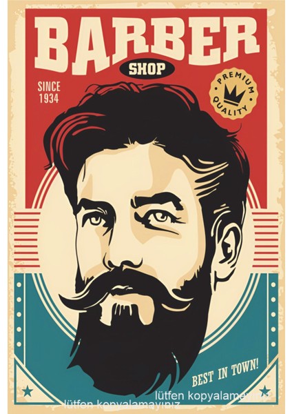 Berber Kuaför Salonu Dekorasyon Tablo Retro Ahşap Poster