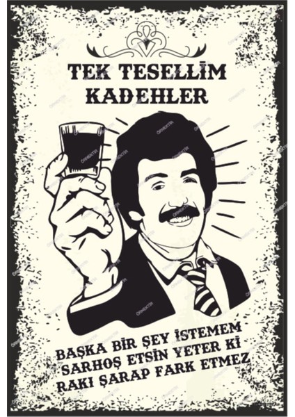 Müslüm Gürses Tek Tesellim Kadehler Retro Vintage Ahşap Poster