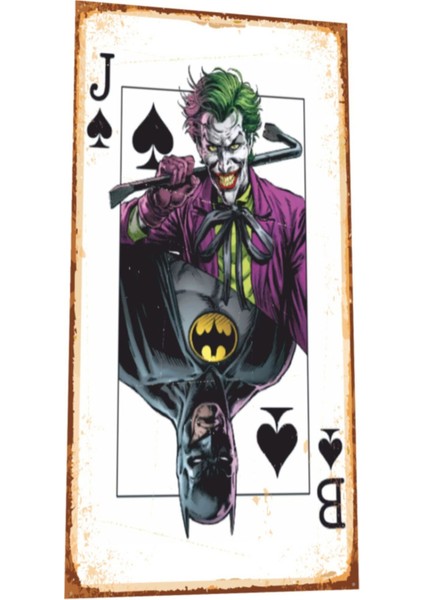 Joker Batmana Karşı Mini Retro Ahşap Poster
