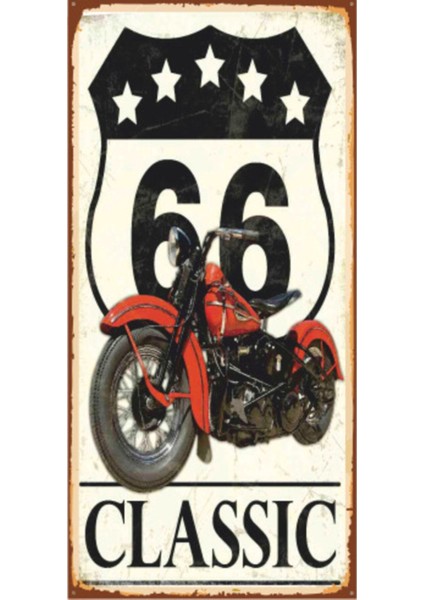 Klasik Motor (10 cm x 20 Cm) Mini Retro Ahşap Poster