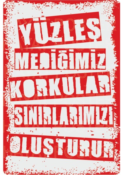 Yüzleşmediğimiz Korkular Sınırlarımızı Oluşturur Retro Vintage Ahşap Poster