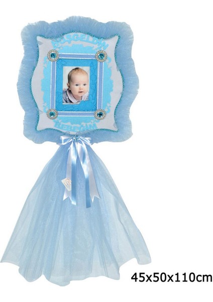 - Kare Çerçeve Bebek Kapı Süsü Mavi 110 cm Bstmy