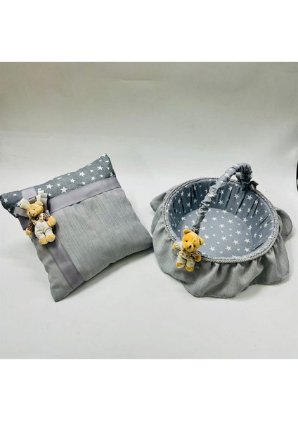 - Baby Shower Sepet Takı Yastık Seti Gri Bstmy