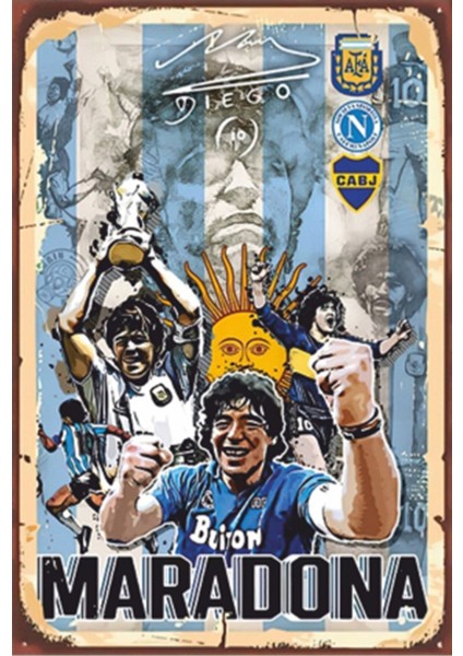 Maradona Retro Ahşap Poster