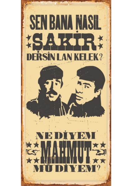 Çiçek Abbas Yeşilçam (10 cm x 20 Cm) Mini Retro Ahşap Poster