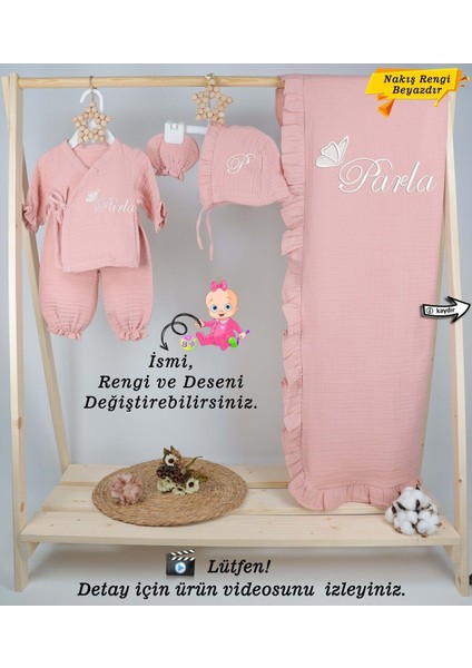 4 Katlı Müslin 5'li Kimono Bağcıklı Tulum %100PAMUK Hastane Çıkış