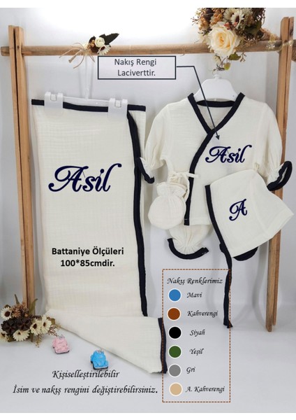 Yeni Doğan Burümcük Müslin Kumaş PAMUK 5’li Hastane Çıkış Set fiyatları