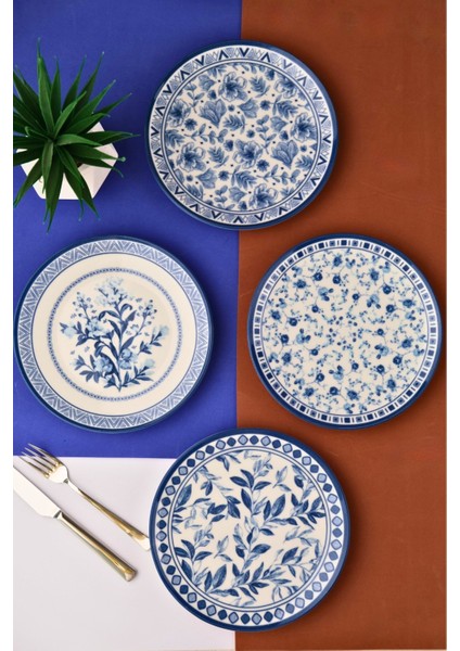 Porselen Blue Heaven Pasta Takımı 20CM 4 Kişilik 4 Parça TVL4PTPRS1194