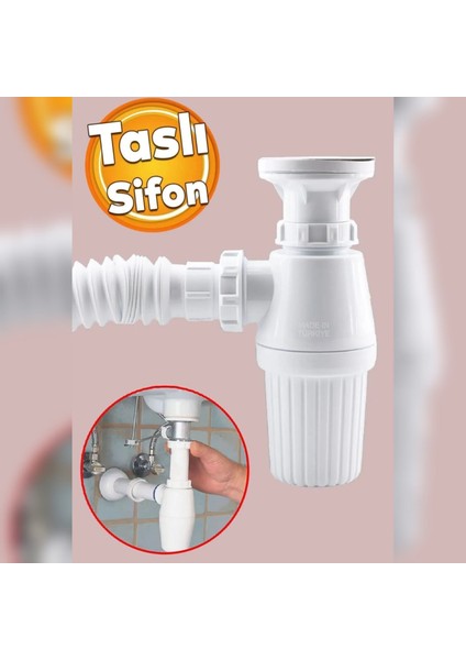 Esli Taslı Koku Önleyicili Körüklü Lavabo Gideri