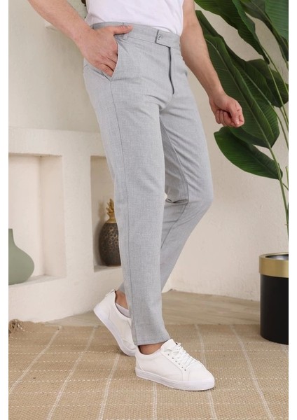Erkek Slim Fit Likralı Bilek Boy Kumaş Pantolon