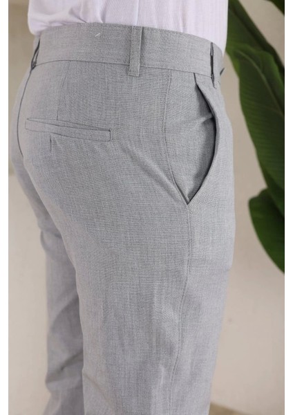 Erkek Slim Fit Likralı Bilek Boy Kumaş Pantolon