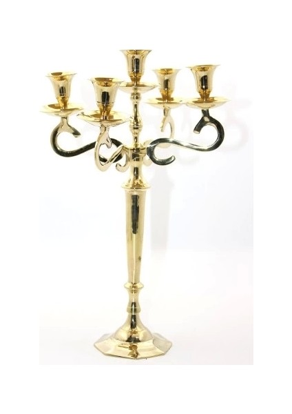 Pirinç 5'li Şamdan