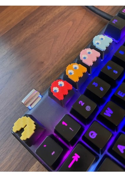 Pac-Man Klavye Tuş Seti (5’li) – Retro Ghost & Pacman Keycap | Mekanik Klavye Uyumlu