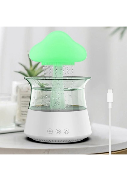 Mantar Şekilli Yağmurlu Hava Nemlendirici 7 Ledli 3 Modlu Type-C Masaüstü Hava Nemlendirici