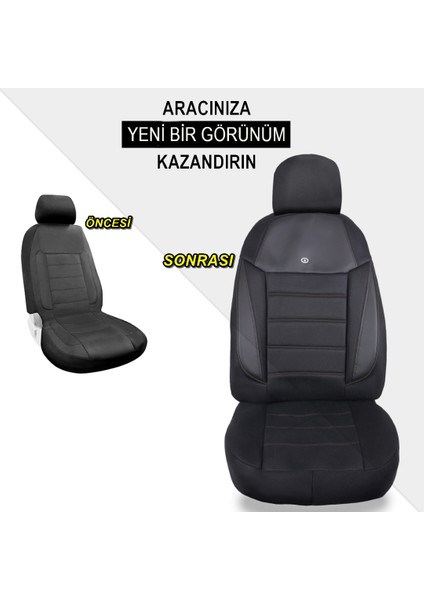 Her Araca Uyumlu Oto Koltuk Kılıfı Tam Set Yıldız Siyah