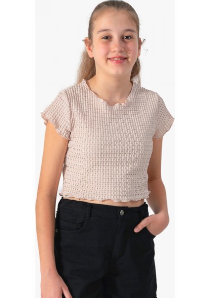 Dmb Kız Çocuk Ikili Crop 9-14 Yaş Bej