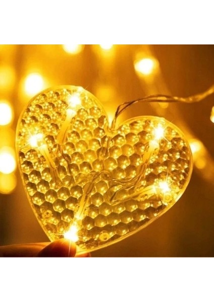 Kalp Perde LED Işık 3m 6 Sıra 12 Adet Gün Işığı