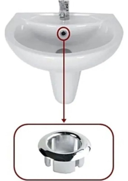 Üniversal Lavabo Taşma Delik Yüzüğü Abs Plastik Krom Kaplama