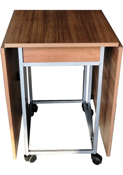 Montajı Yapılmış Katlanır 8-10 Kişilik Mdf Mutfak Masası Meşe Teak