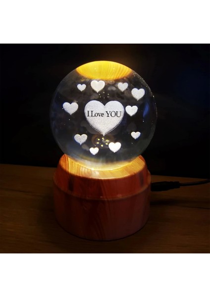 I Love You Tasarım Standlı Cam Küre