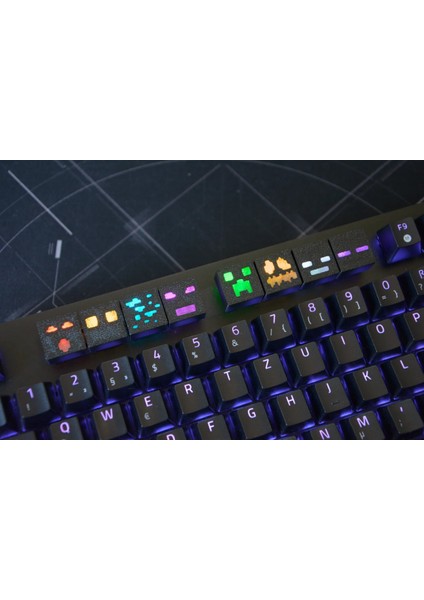 Minecraft Temalı Keycap Seti (8 Adet) – Mekanik Rgb Oyuncu Klavyeleri ile Uyumlu Renkli Tuş Takımı