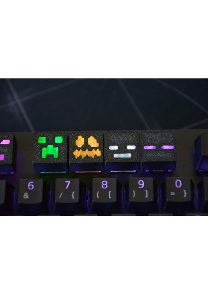 Minecraft Temalı Keycap Seti (8 Adet) – Mekanik Rgb Oyuncu Klavyeleri ile Uyumlu Renkli Tuş Takımı