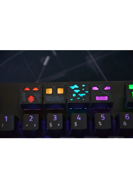 Minecraft Temalı Keycap Seti (8 Adet) – Mekanik Rgb Oyuncu Klavyeleri ile Uyumlu Renkli Tuş Takımı