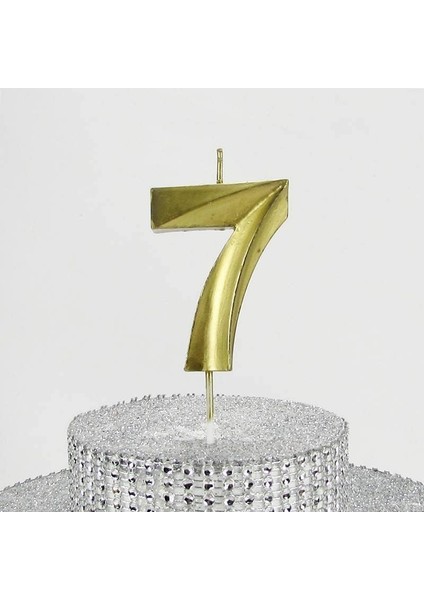 Vitrini 7 Yedi Rakamlı Gold (Altın) Mum 6.5 cm