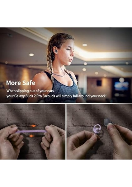 Samsung Galaxy Buds2 ile Uyumlu/galaxy Buds2 Pro ile Uyumlu Yumuşak Güçlü Silikon Özel Kaymaz Tasarım Spor Kaybolmaya Karşı Kulaklık Aksesuarları Boyun Ipi Lacivert