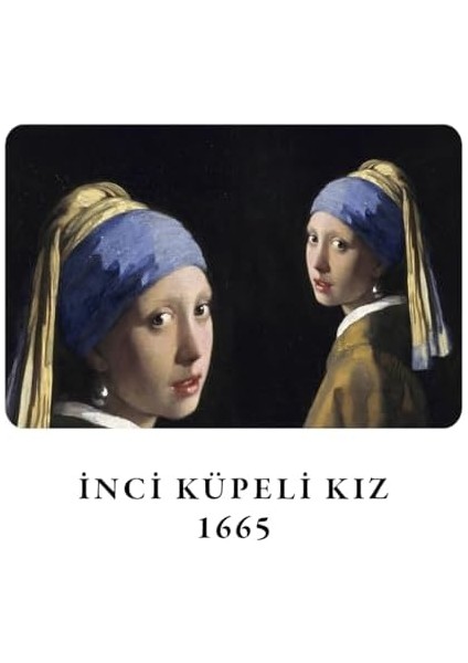 Inci Küpeli Kız, Johannes Vermeer 1665, A4 Defter 9, Çizgisiz, Toplam 64 Sayfa, Tel Dikiş, Esnek Kapak, Oval Kenar, Tuval Doku, 60 Gram, Sarı Krem Renk, 21X29,7X0,5CM