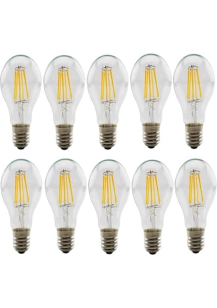 Geldi 4W A60 Rustik LED Ampul Şeffaf Cam Dim Edilebilir 10 Adet Lambam 3200K Gün Işığı E27 Duy
