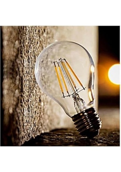 Geldi 4W A60 Rustik LED Ampul Şeffaf Cam Dim Edilebilir 10 Adet Lambam 3200K Gün Işığı E27 Duy