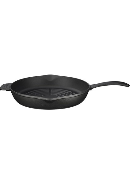 Döküm Yuvarlak Izgara Tava, Metal Kulplu, 28CM, Siyah