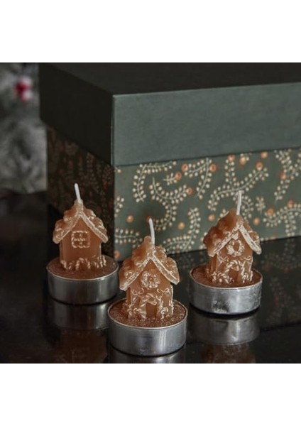 Home New Year 24 Ginger House 3'lü Tealight Mum 18X5X6 cm