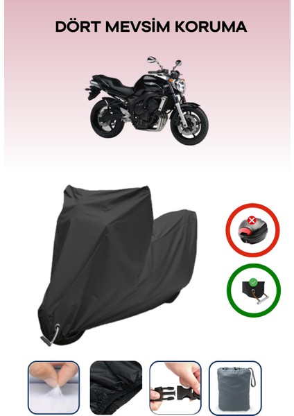 Yamaha Fz6 Için Kilit Uyumlu Siyah Motosiklet Branda, Güvenli, Su Geçirmez