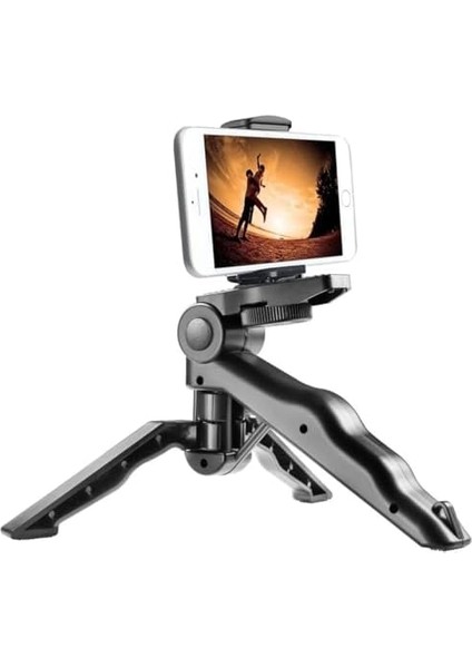 Tripod Modern Tasarım 3 Ayak Mini Kamera ve Telefon Tripodu + Döner Başlık Telefon Tutucu Hafif Taşınabilir K555