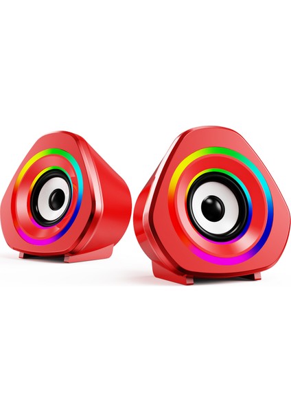 Sada Ev Hoparlör Seti Masaüstü Bilgisayar Hoparlörleri 3.5mm Kablolu Dizüstü Bilgisayar Hoparlörleri USB ile Çalışan Rgb Atmosferik Işıklı Ses Kutusu (Yurt Dışından)