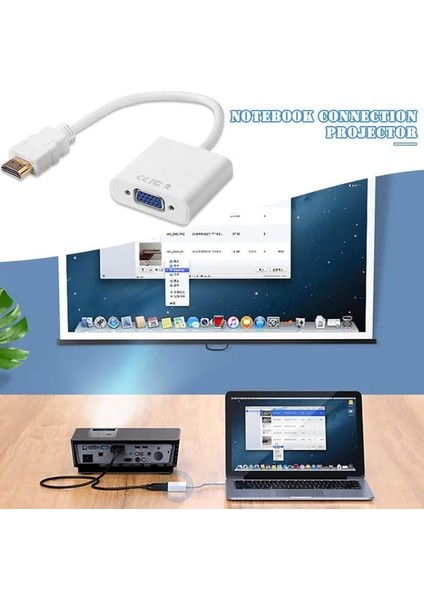 8744 Dijital HDMI To VGA Görüntü Çevirici Aparat Beyaz HDMI Çıkışlı Bilgisayarların Görüntüsünü VGA Girişli Monitör, Projeksiyon Vb Görüntü Cihazlarına Aktarır, Çevirir. (Beyaz)