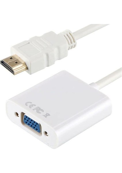 8744 Dijital HDMI To VGA Görüntü Çevirici Aparat Beyaz HDMI Çıkışlı Bilgisayarların Görüntüsünü VGA Girişli Monitör, Projeksiyon Vb Görüntü Cihazlarına Aktarır, Çevirir. (Beyaz)