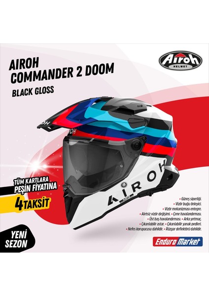 Aıroh Commander 2 Doom Black Gloss Kask