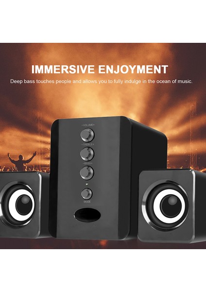 Bilgisayar Hoparlörü Taşınabilir USB Güç Kaynaklı Stereo Surround Kablolu Hoparlörler Dizüstü Telefon Masaüstü Pc Tv Siyah (Yurt Dışından)
