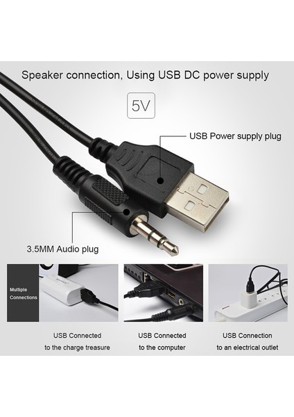 Bilgisayar Hoparlörü Taşınabilir USB Güç Kaynaklı Stereo Surround Kablolu Hoparlörler Dizüstü Telefon Masaüstü Pc Tv Siyah (Yurt Dışından)