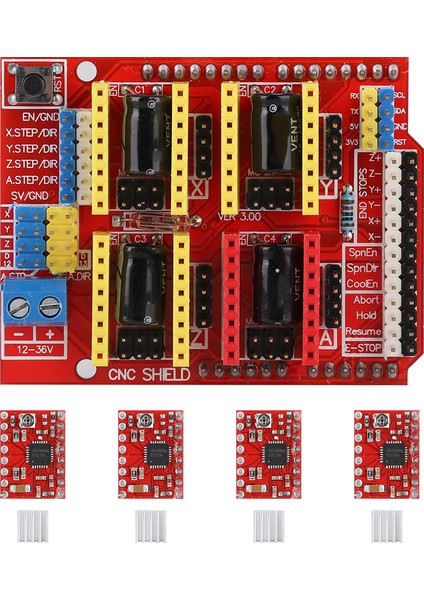 Witbot Cnc Shield Genişletme KARTI+DRV8825 Adım Motor Sürücüsü+Arduino V3 Engrave Için Isı Emici (Yurt Dışından)