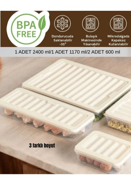 Saklama kabı derin buzdolabı organizer set difriz uyumlu saklama kabı
