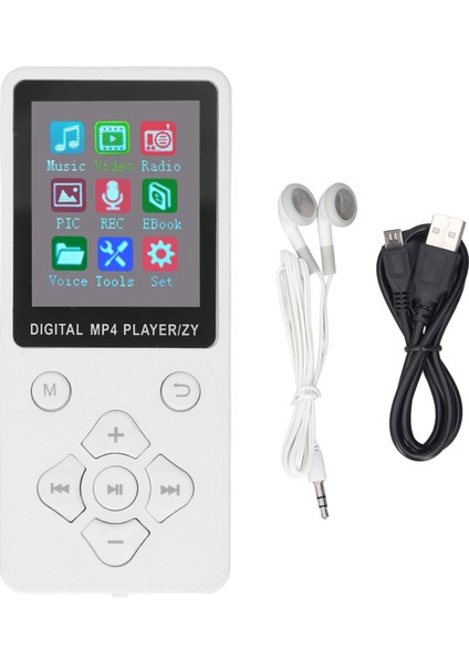 Mp3 Mp4 Oynatıcı Bluetooth 5.0 Süper Ince 1.8 Inç Renkli Ekran 128G Genişletilebilir Bellek Taşınabilir Video Müzik Oynatıcı Beyaz (Yurt Dışından)