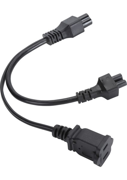 Y Ayırıcı Güç Fişi Kablosu Uzatma IEC320 C6 Erkek - C5+Nema 1‑15R Dişi C6 - C5+1‑15R Adaptörü 30 cm (Yurt Dışından)