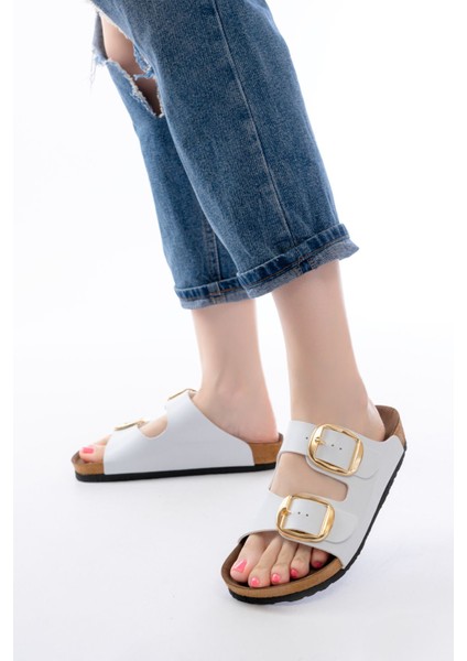 ASKAP-101 Beyaz Günlük Birkenstock Kadın Terlik