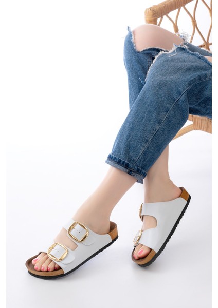 ASKAP-101 Beyaz Günlük Birkenstock Kadın Terlik
