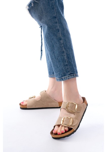 ASKAP-101 Bej Günlük Birkenstock Kadın Terlik